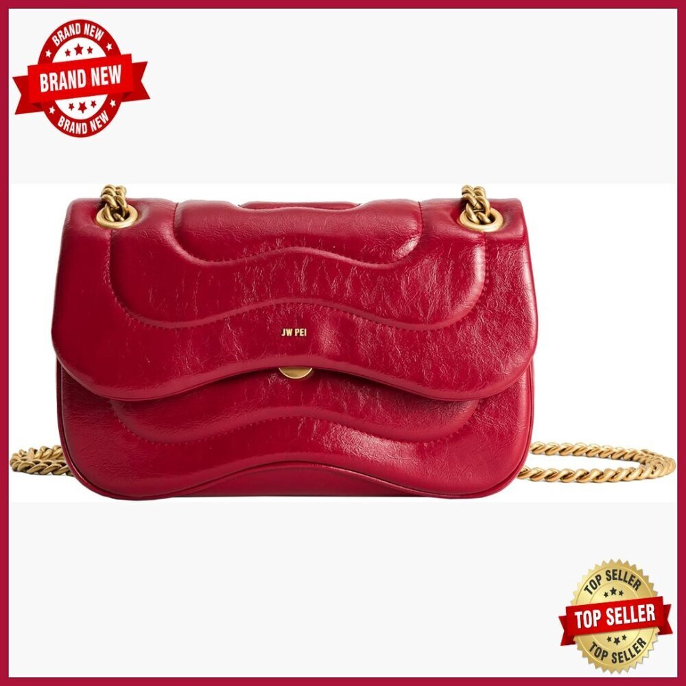 Vegan Leather Quilted Crossbody Bag with Chain Strap, 10x6x3